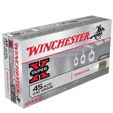 Winchester WinClean .45 ACP Super-X 230 Grain Brass Enclosed Base Ammunition, 50 Rounds