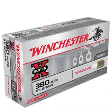 Winchester WinClean .380 ACP Super-X Ammunition, Brass Enclosed Base, 95 Grains, 50 Rounds