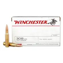 Winchester USA 308 Win 147gr Full Metal Jacket (FMJ) Ammunition - 20 Round Box