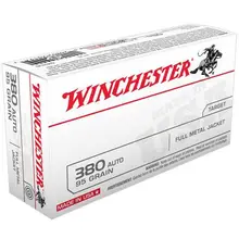 Winchester USA .380 ACP 95 Grain Full Metal Jacket Flat Nose 100 Round Value Pack Ammunition
