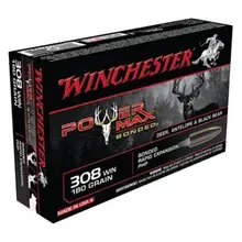 Winchester Power Max Bonded .308 Win 180gr Rapid Expansion Protected Hollow Point Ammo, 20/Box