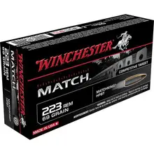 Winchester .223 REM Match 69gr Sierra MatchKing BTHP Ammunition, 20 Rounds - S223M2