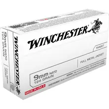 Winchester USA 9mm NATO 124 Grain Full Metal Jacket Ammunition, 150 Rounds