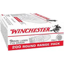 WINCHESTER USA 9MM LUGER AMMO 115 GRAIN FULL METAL JACKET
