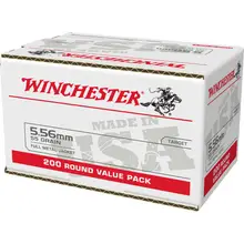 Winchester 5.56x45mm NATO 55gr FMJ 200 Rounds Ammo - WM193200