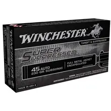 Winchester Super Suppressed .45 ACP Subsonic 230gr Full Metal Jacket Ammunition