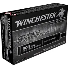 WINCHESTER SUPER SUPPRESSED .308 WIN AMMUNITION 168 GRAIN OPEN TIP RANGE BULLET SUBSONIC 20 ROUNDS