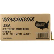 Winchester 5.56 NATO 55 Grain M193 FMJ Ammunition, Bulk Case of 1000 Rounds - WM1931000