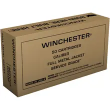 Winchester Service Grade .380 ACP 95 Grain Full Metal Jacket Flat Nose Ammunition, 50 Rounds per Box