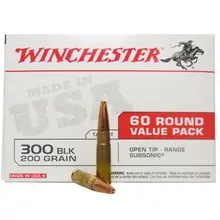Winchester USA .300 AAC Blackout 200 Grain Open Tip Ammo - 60 Rounds Value Pack USA300BXVP
