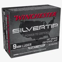 Winchester Silvertip 9mm Luger Ammo 147 Grain JHP 20 Rounds - W9MMST2