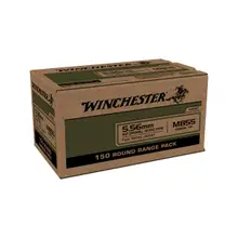 Winchester M855 Green Tip 5.56x45mm NATO 62 Gr FMJ Ammunition, 150 Rounds - WM855150