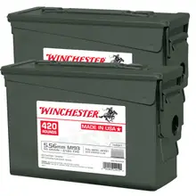 Winchester 5.56 NATO 55 Grain Full Metal Jacket (FMJ) 840 Rounds Ammo in Two 420rd Cans - WM193420CS