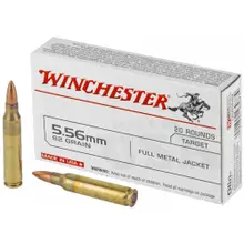 Winchester USA 5.56x45mm NATO 62 Grain Full Metal Jacket Ammunition, 20 Rounds