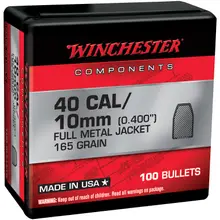 WINCHESTER .40/10MM CAL. .400" DIA. 165 GRAIN TCFMJ BULLETS NOT LOADED AMMO