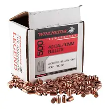 Winchester .40/10mm Cal .400 Dia 180 Grain JHP Reloading Bullets, 500 Count Box