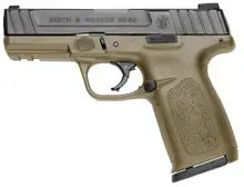 Smith & Wesson SD40 Semi-Automatic Pistol, .40 S&W, 4" Stainless Steel Barrel, 14+1 Rounds, Flat Dark Earth Polymer Frame, Armornite Slide, Textured Grip, No Manual Safety