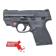 Smith & Wesson M&P9 Shield M2.0 9mm with Crimson Trace Red Laser, 3.1" Barrel, Black Polymer Grip, MA Compliant, 7+1 & 8+1 Rounds, 12468