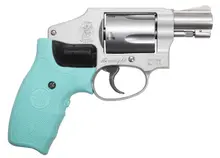 Smith & Wesson Model 642 CT 38 Special +P 1.88" 5 Round Silver Robin Egg Blue with Crimson Trace Lasergrip