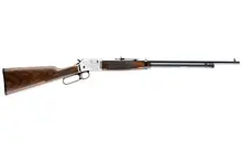 Browning BL-22 Grade II Lever-Action Rifle, .22 Short/Long/LR, 24" Octagon Barrel, Satin Nickel Finish, Walnut Stock, 15-Rounds, Adjustable Sights, Engraved - 024105155