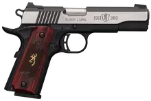 Browning 1911-380 Black Label Medallion Pro Compact .380 ACP, 3.63" Barrel, 8 Rounds, Rosewood Grips, Stainless Steel