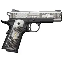 Browning 1911-380 Black Label 380 ACP 3.63" 8+1 Stainless Steel with Engraved White Pearl Grip