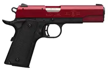 Browning 1911-22 Compact 22 LR 4.25" Matte Black Red Anodized with Polished Flats, Black Textured Polymer Grip