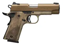 Browning 1911-380 Speed .380 ACP, 4.25" Barrel, 3 Dot Sights, Burnt Bronze/A-TACS AU, 8-RD 051962492 with Textured Grip