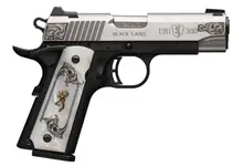 Browning 1911-380 Medallion Compact 380 ACP 4.25" Matte Black Stainless Steel Pistol with Neo-Classical American Engraving and White Pearl Engraved Grip - 8+1 Rounds