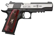 Browning 1911-380 Black Label Medallion Pro 380 ACP 4.25" Matte Black Stainless Steel with Rosewood Gold Buckmark Inlay Grip and Fixed Night Sights