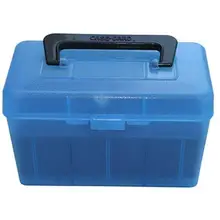 MTM CASE-GARD DELUXE H-50 SERIES RIFLE AMMO BOX MAGNUM HOLDS 50 ROUNDS CLEAR BLUE H50-R-MAG-24