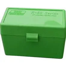 MTM CASE-GARD R-50 SERIES 50 ROUNDS MEDIUM RIFLE AMMUNITION BOX POLYPROPYLENE GREEN RM-50-10