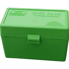 MTM CASE-GARD R-50 SERIES FLIP TOP RIFLE AMMO BOX 22-250 REM/6.8 REM SPC/7.62X39 RUSSIAN 50 ROUNDS GREEN RS-S-50-10