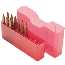 MTM CASE-GARD J-20 SERIES RIFLE AMMO BOX MIDLENGTH RIFLE HOLDS 20 ROUNDS CLEAR RED J-20-M-29