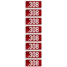 MTM AMMO CALIBER LABELS .308 8 PACK 2.25X1.08 RED AND WHITE