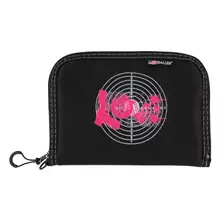 Girls with Guns Love 10" Black Polyester Pistol Case with Pink Graphic - Foam Padding & Lockable Zipper - 9075