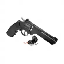 Crosman Vigilante CO2 Air Pistol Revolver, .177 Pellet/BB, 6rd/10rd, Black Polymer Grip - CCP8B2