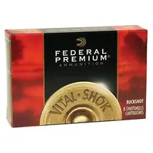Federal Vital-Shok 12GA 2.75" 9 Pellets 00 Buck Shotshell Ammunition, 5 Rounds - P154 00