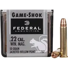 Federal Game-Shok .22 WMR 50gr JHP Ammunition - 50 Rounds Box #757