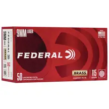 Federal Champion 9mm Luger 115 Grain Full Metal Jacket Ammo, 50 Rounds Box