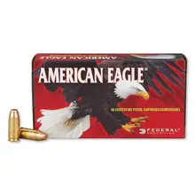Federal American Eagle 9mm Luger 147gr FMJ Flat Point Ammo - 50 Rounds Box, AE9FP
