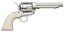 Uberti 1873 Cattleman Cody .45LC 4.8" 6RD Revolver - Polished Nickel with Ivory Style Grips