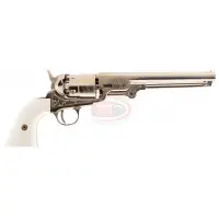 Traditions 1851 Navy Engraved .44 Cal Nickel Revolver with Simulated Ivory Grip - FR185117
