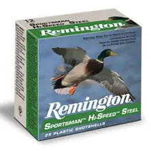 Remington Sportsman Hi-Speed 12 Gauge 3" Steel Shotshells, 1-1/8 oz, #2, 1550 FPS, 25/Box