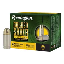 Remington Golden Saber Defense Compact .380 ACP 102 Grain BJHP Ammo - 20 Rounds
