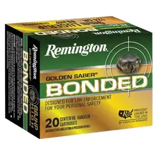 Remington Golden Saber Bonded 9mm Luger 147 Gr Brass Jacketed Hollow Point Ammo, 20/Box