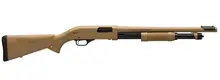 Winchester SXP Dark Earth Defender 20GA Pump Action Shotgun - 18" Barrel, 3" Chamber, 5 Rounds, Synthetic Stock, Flat Dark Earth Finish