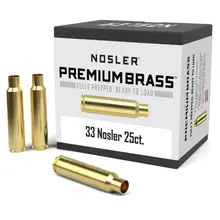 Nosler 10222 .33 Nosler Unprimed Brass Full Length Cartridge Cases, 25 per Box