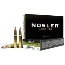 Nosler .308 Winchester 168 Grain E-Tip Lead-Free Rifle Ammunition, Box of 20 - 40035