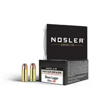 Nosler 9mm Luger 124gr Jacketed Hollow Point Match Grade Handgun Ammo, 20 Rounds - 51286